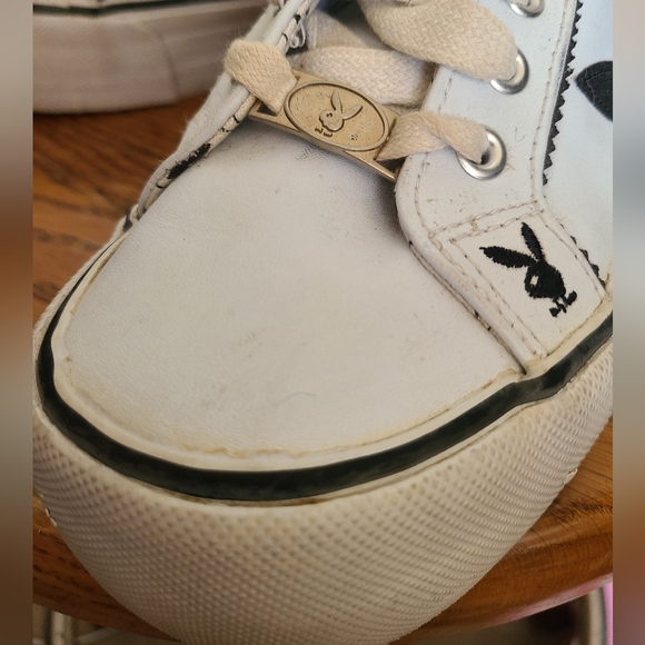 Playboy Sneakers, white with black sparkled ears, size 9 - Picture 5 of 10